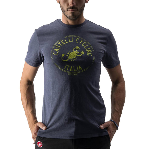 Dark steel blue Castelli Armando T-Shirt with a casual fit, featuring a round neckline and subtle branding detail.