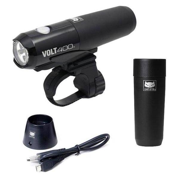 CatEye Light Combo | Front Light Volt 400 (HL-EL461 RC) with Spare Battery and Charging Cradle (Rechargeable) - Cycling Boutique