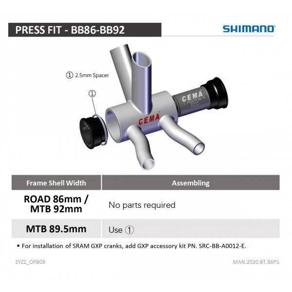 Cema Bearing Bottom Bracket | PressFit BB86 with Ceramic Bearings for Road - Cycling Boutique