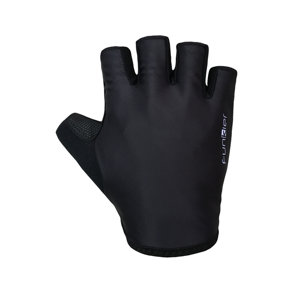 Black Funkier Road Gloves in XS size, featuring breathable design and padded palms for cycling comfort.