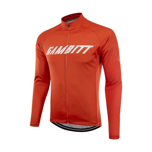 Red Gambitt Jersey by Freddo Winter Wear with full sleeves, featuring a vibrant fiery red design and comfortable fit.