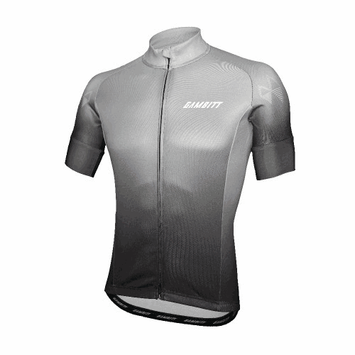 Gambitt Core Half Sleeve Jersey with sun wave pattern, lightweight fabric, designed for comfort and active wear.