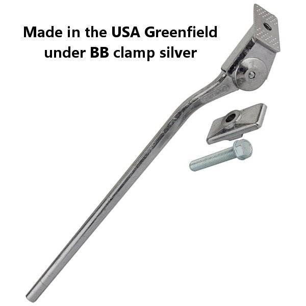 Greenfield USA Kickstand | GF-KS2, Center Stand, 285 mm, Burnished Aluminum, w/ Plate Mount - Cycling Boutique