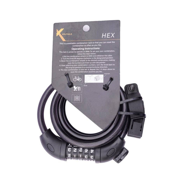 Krutials Cable Locks | Hex (5 Digit Combination Lock) - Cycling Boutique