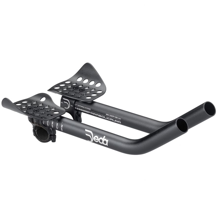 Deda Elementi Parabolica Uno aero bars with alloy clamp-on extension for triathlon and time trial cycling.