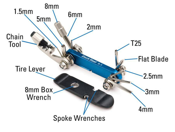 Park Tool Multi-Tool | I-Beam3 Mini Fold-up Set with Chain Tool IB-3 - Cycling Boutique