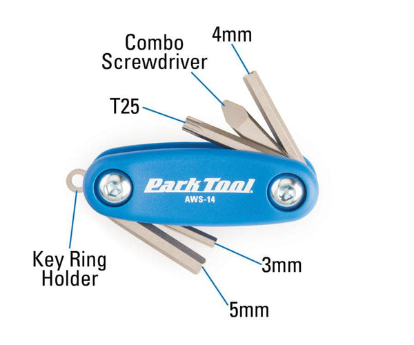 Park Tool Multi tool | Mini Fold-Up Hex Wrench Set AWS-14 - Cycling Boutique