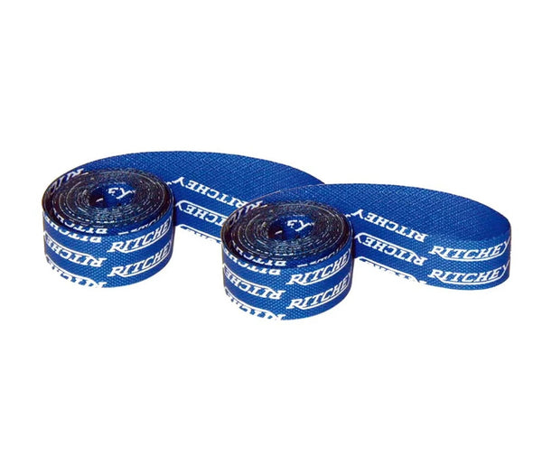 Blue Ritchey Snap-On Rim Tapes for 700c wheels, 19mm width, in a 2-piece bag for bicycle wheel protection and sealing.