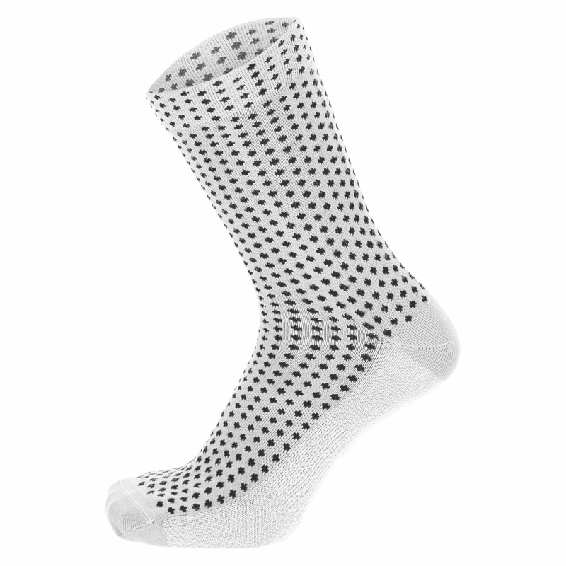 Black Santini Sfera medium profile socks displayed on a foot, featuring a comfortable fit and sporty design.