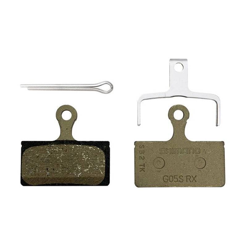 Shimano Disc Brake Pads | Resin Pad W/O Fin (G05S-RX), Pad Spring, W/Split Pin, 1 Pair, Ind. Pack - Cycling Boutique