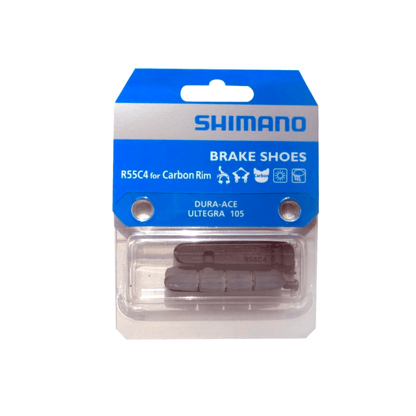 Shimano Rim Brake Pads | Dura-Ace R55C3, w/ Carbon Shoe Insert & Fixing Screws, Black Pair - Cycling Boutique