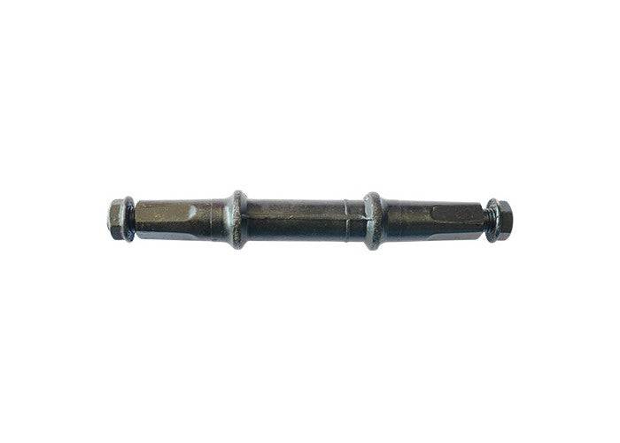 Suncross B.B. axle MTB bolt type, small hub part for mountain bike, 127mm length, stainless steel construction.
