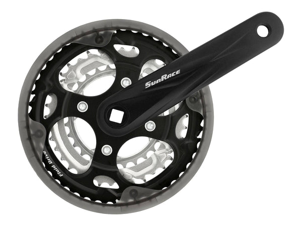 Sunrace CrankSet | FCM300 - M3, 8/7-Speed, Square Taper, Black / Silver - Cycling Boutique