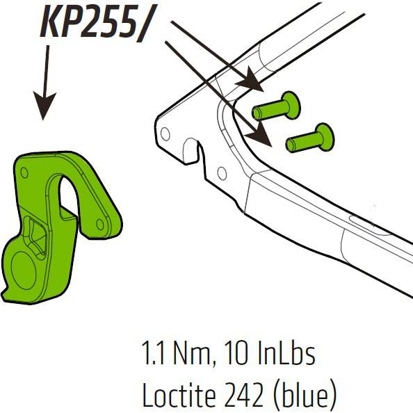 Union Cannondale derailleur hanger KP255 for CAAD12, CAAD8, CAADX, Quick, Synapse bikes, showing the metal hanger part.