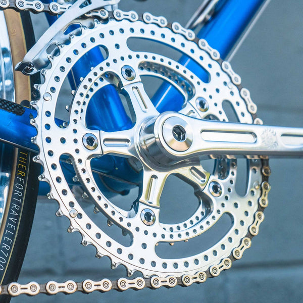 Velo Orange Fluted Double Crankset | Grand Cru Drillium - 48x34T, 110BCD - Cycling Boutique